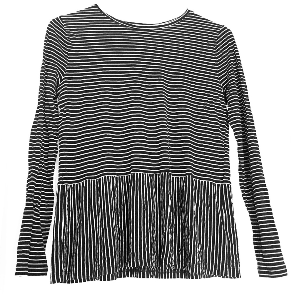 Cute Old Navy B&W Striped Peplum Top S